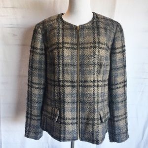 Chico’s plaid nubby zipper jacket large